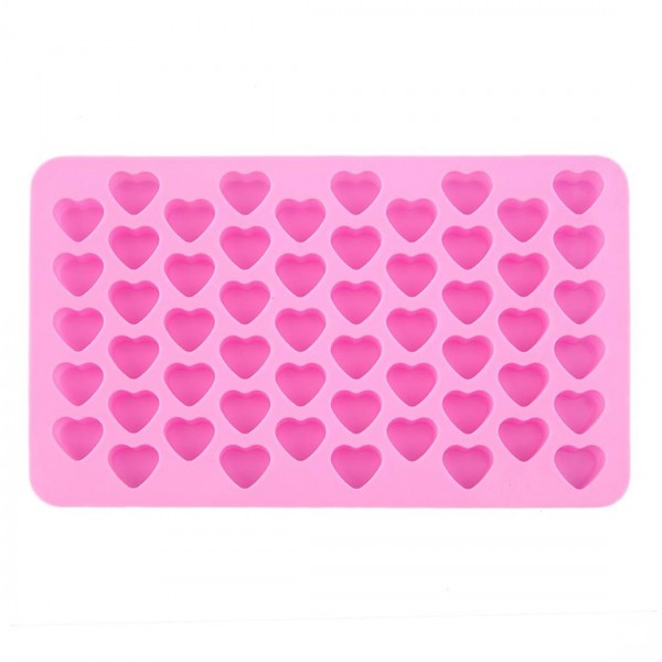 Pink Cute 55 Mini Heart Shape Silicone Ice Cube Fondant Chocolate Tray Mold Mould 