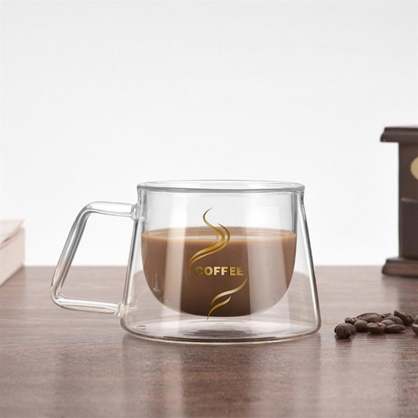 200ML Double Layers Glass Coffee Cup Tea Mug Beer Drink Mug Home Office Mug 