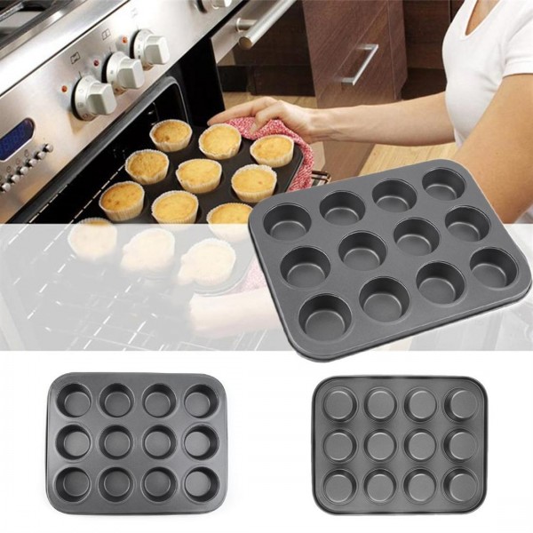 12 Cups Mini Muffin Bun Cupcake Baking Bakeware Mould Tray Pan Kitchen 