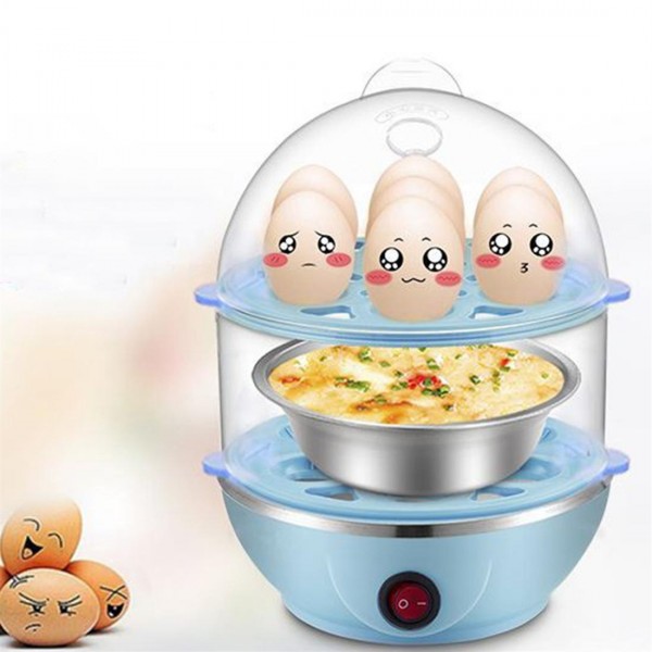Multifunctional Double Layers Electric Smart Egg Boiler Egg Steamer Poacher 