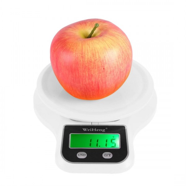 Electronic Digital Kitchen Food Scale 1g-5kg with Green Backlight LCD Display 