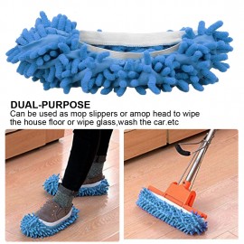 Slippers Shoes Fusicase Microfiber Dust Mop Slipper Shoe Blue