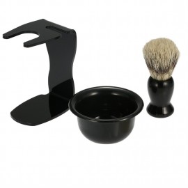 Premium badger hair manual two-sided shaving set with razor rest