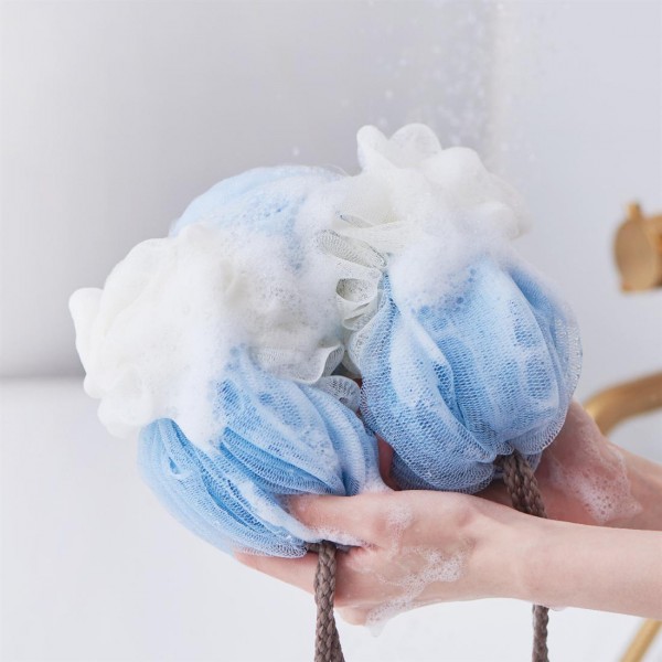 CM five-section shower flower body no dead corner bath ball scrub bath men and women wipe back artifact sky blue 