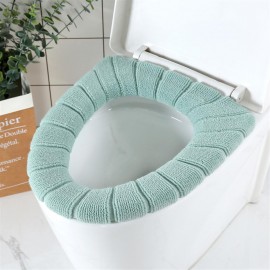 Warm warm thicken Nordic fixed color O type knitting pumpkin grain toilet seat cushion toilet seat 30*30 green