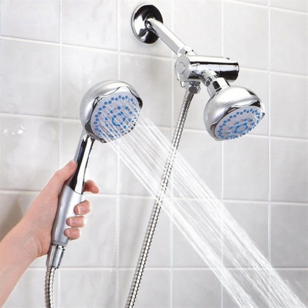 Bathroom Wall-mounted Dual Head 2 in 1 Bath Shower Spray Set 