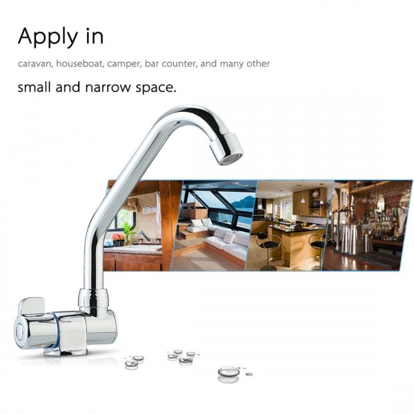 Foldable RV Faucet Rotating Single Handle Deck/Wall Mounted RV Kitchen Faucet 