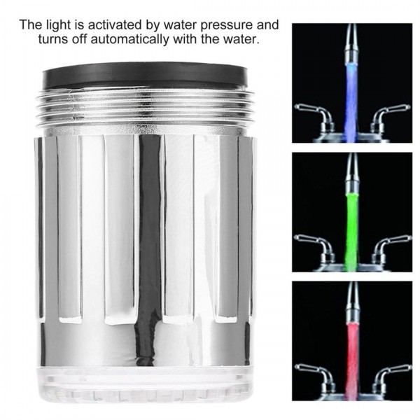 7 Color RGB Colorful LED Light Water Glow Stainless Steel Faucet Tap Head 