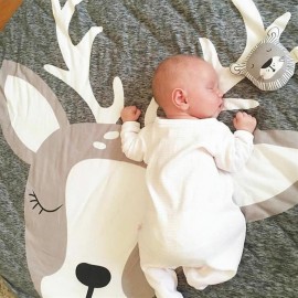Nordic ins hot style Christmas elk with the same pure cotton pad baby game pad diameter 95cm thick 1.5cm gray