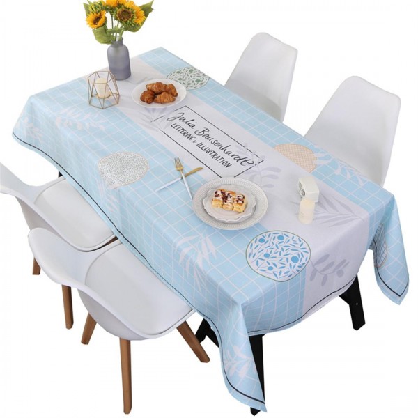 Nordic small fresh ins cotton linen table cloth thin style 140*210cm blue charm 