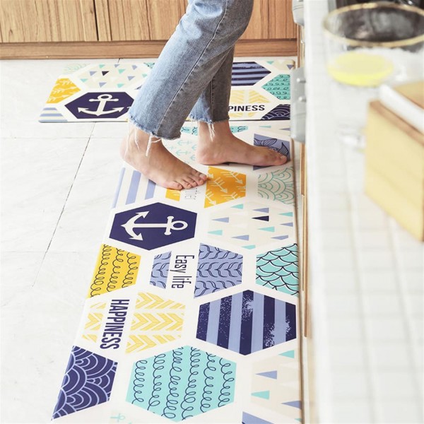 Cross border kitchen leather mat, anti-slip, easy to handle, oil-free, household kitchen, anti-fatigue, environment-friendly, PU leather floor mat, 45*75cm marble 