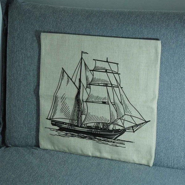 Anchor Sailboat Map Cotton and Linen Pillowcase Back Cushion Cover Throw Pillow Case for Bed Sofa Car Home Decorative Decor 45 * 45cm 