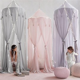 INS new triangle lace fantasy gauze tent dome bed curtain 240cm high 50cm diameter pink