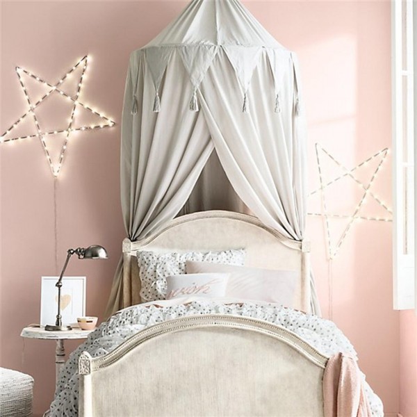INS new triangle lace fantasy gauze tent dome bed curtain 240cm high 50cm diameter pink 