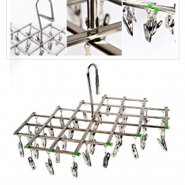 Windproof Stainless Steel Swivel Clothes Hanger Organizer with 35 clips