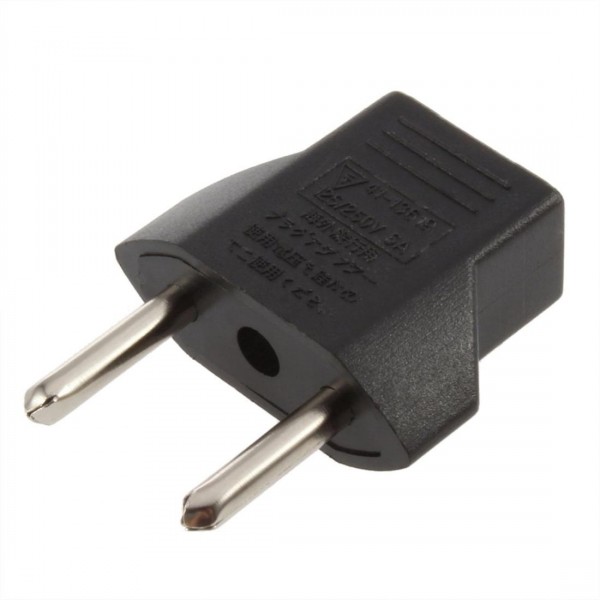 EU Adapter Plug 2 Flat Pin To EU 2 Round Pin Plug Socket Power Charger