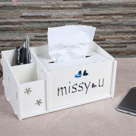 Hollow-out Tissue Box Remote Controller Storage Box Miss You Napkin Box