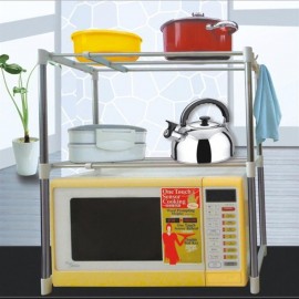 Practical Stainless Steel Kitchen Storage Rack Telescopic Microwave Oven Rack