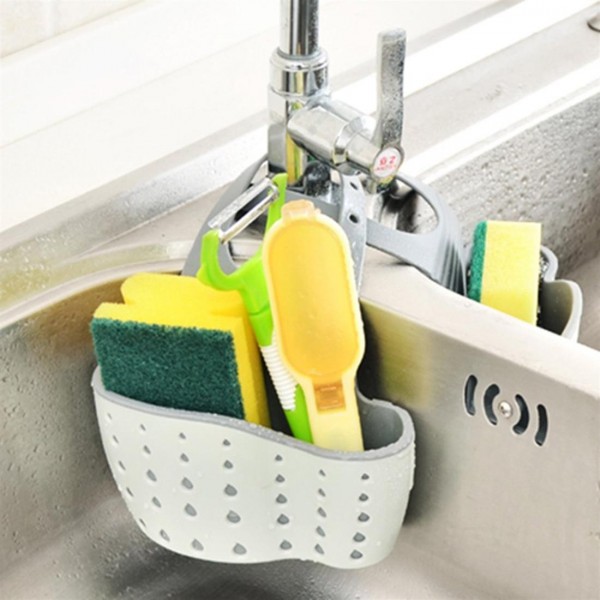INNERNEED Portable Home Kitchen Hanging Drain Basket Sponge Soap Holder 