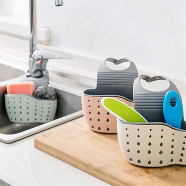 INNERNEED Portable Home Kitchen Hanging Drain Basket Sponge Soap Holder 