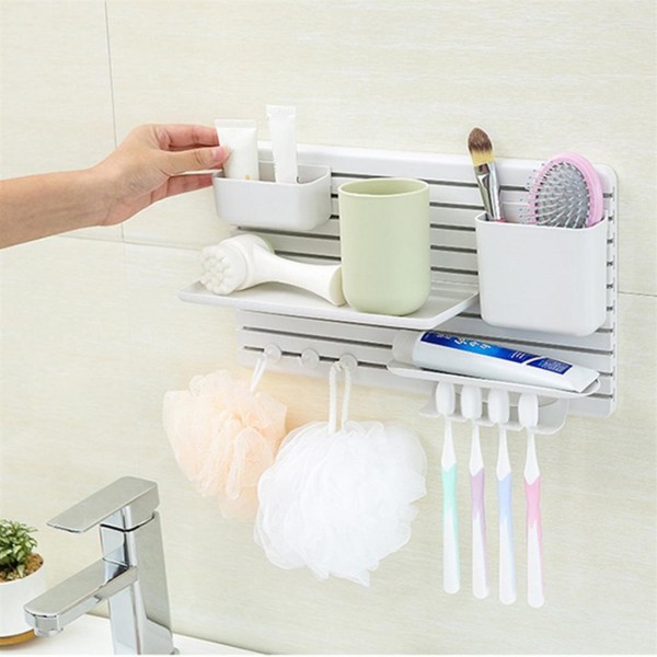 Plastic Storage Shelf Adhesive Type Wall Mounted Toilet Bathroom Rack Holder 
