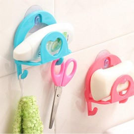 Suction Type Kitchen Sponge Holder With Dual Hooks Wall Mounted Kitchen Tool