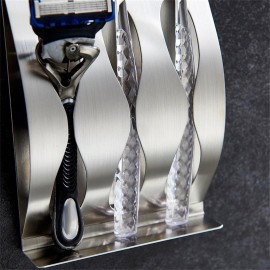 Stainless Steel 3 Holes Toothbrush Holder Wall Mounted With Self Adhesive Tape