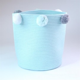 Ins Nordic wind series hairball woven basket dirty clothes bucket blue